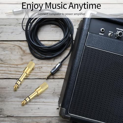 Xujinsongg 6.35mm (1/4 inch) Male to 3.5mm (1/8 inch) Female Stereo Headphone Adapters, 4 Pcs 3.5mm/1/8'' Female to 6.35mm/1/4'' Male Stereo Audio Adapter Jack Plug for Headphone, Gold Plate