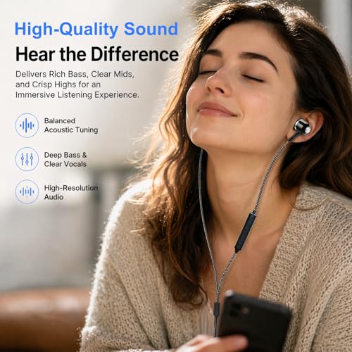 ADOOPE USB-C Wired Earbuds with Microphone, in-Ear Headphones for Android & USB-C Devices, Noise-Isolating Stereo Earphones with Inline Remote for Phone Calls, Music & Video - Black - color: Black