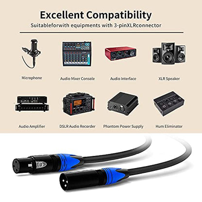 XLR Cable 6ft 2 Pack, XLR Microphone Cable Male to Female | Balanced XLR Suitable for Preambles, Speaker Systems, Radio Station and More - size: 6 Ft 2 Pack