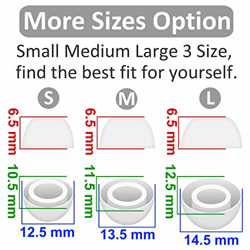 6 Pairs Eartips Compatible with Pixel Buds Pro Ear Tips Buds, Replacement Silicone Rubber Earbuds Gel Earplug Wing Fit in Case Accessories Compatible with Google Pixel Buds Pro - S/M/L White - color: White