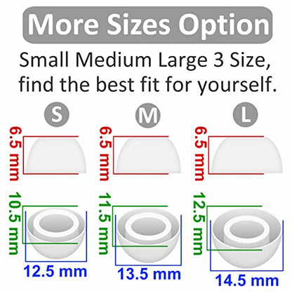 6 Pairs Eartips Compatible with Pixel Buds Pro Ear Tips Buds, Replacement Silicone Rubber Earbuds Gel Earplug Wing Fit in Case Accessories Compatible with Google Pixel Buds Pro - S/M/L White - color: White