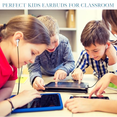 Kanayu 100 Pack Wired Earbuds Bulk for Classroom, 3.5MM No Mic,Black White | Student Headphones for School Library Laptop, Individually Bagged Earphones with Jack for Training and Group Learning - color: Black White