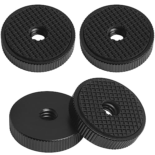 4PCS 1/4Inch Aluminum Alloy Female Thumb Wheel Lock Nut Adapter with Gasket, Hot Shoe Locking Knob Nut and Spacer, 1/4 Inch Knurled Screw Nut 26mm/1in Diameter