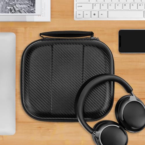 Geekria Shield Headphones Case for Lay Flat Over-Ear Headphones, Replacement Hard Shell Travel Carrying Bag, Compatible with Bose QC Ultra II, B&O Beoplay H95, Sony WH-CH520 and More (Black)