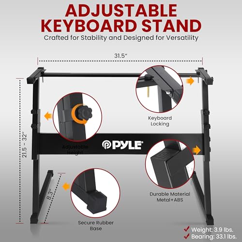 PYLE Heavy-Duty Electric Keyboard Accessories, E Piano Equipment Pack Includes Height Adjustable Z Shape Keyboard Stand, Keyboard Stool, Microphone Stand, Headset, and Sustain Pedal, Black - style: Black Keyboard Accessory Set
