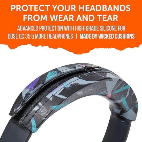 WC BandZ QC35 - Silicone Headband Cover for Bose QuietComfort 35, 35ii & 45 | Made by Wicked Cushions | Also fits QC 2023 & More, Enhanced Style & Sweat Protection | 90's Black - color: 90's Black