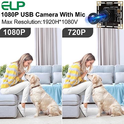 ELP H.264 1080P USB Camera Module with Microphone 3.6mm Wide Angle Webcam | FHD PC Camera for Computer & Laptop, UVC USB2.0 Lightburn Camera for Laser, Home Security, Embedded Machine Vision, Robotics - size: 3.6mm lens