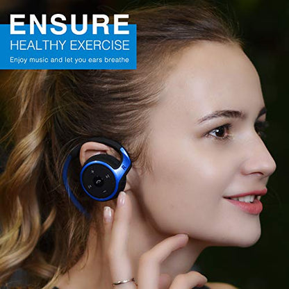 Small Bluetooth Headphones Wrap Around Head - Sports Wireless Headset with Built in Microphone and Crystal-Clear Sound, Foldable and Carried in The Purse, and 12-Hour Battery Life, Blue - color: Blue