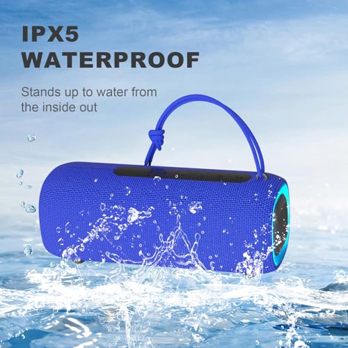 PEICHENG Bluetooth Speaker, Portable Wireless Clear Loud Stereo Sound IPX5 Waterproof with RGB Lights BT5.3 Long Playtime TWS Pairing,for Home Party Outdoor Beach,Great Gift Choice (Blue) - color: Blue