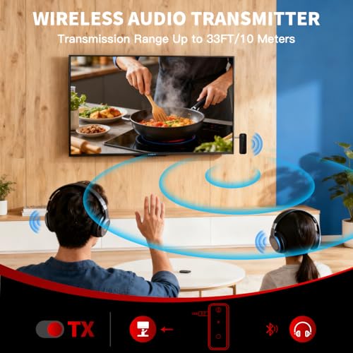 Aux Bluetooth Adapter Portable 3.5mm Blue-tooth Aux Adapter for Car 2 in 1 Wireless Bluetooth Receiver Transmitter for Car/TV Audio/Speakers/Headphones/Stereo System,Hands-Free Call 33FT Working Range