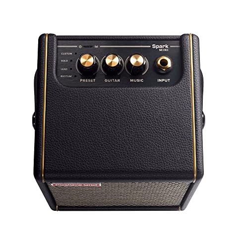 Positive Grid Spark MINI 10W Small Smart Guitar Amp & Bluetooth Speaker | Portable Sound for Guitar Playing at Home or On the Go | Black | Portable amp & Bluetooth speaker for electric, acoustic & bass. 100k+ tones, Spark AI, Smart Jam, up to 8-hr battery