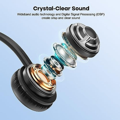 MKJ USB Headset for Computer Laptop, Noise Canceling Mic, in-line Control | PC headphones, Plug & Play, USB-A, Compatible with Zoom Teams Jabber, Call Center Office, Online Meeting, All-day Comfort