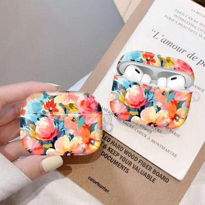 Compatiable for AirPod Pro 2nd/1st Generation Case,Lightweight & Durable Resistant Hard Case with Keychain,Stylish Design AirPod Case Cover for Women(Pastel Garden) - color: Pastel Garden