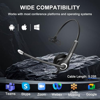 Callez Wired Computer Headset 3.5mm/USB-C Headset with Mic Noise Cancelling
