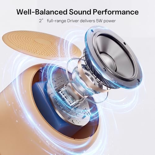 Bobtot Portable Bluetooth Speakers with Strap Easy to Carry Mini Speaker | Wireless Waterproof with Loud Stereo Sound, 20 Hours Playtime, Rechargeable Battery, Built-In Microphone, Orange - color: Orange