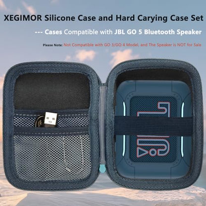 Silicone Cover and Hard Carrying Case for JBL Go 5 Bluetooth Speaker | Protective Cases for Go 5 Speaker Accessories, Scratch-Resistant and Drop-Proof Cover (Blue) - color: Blue
