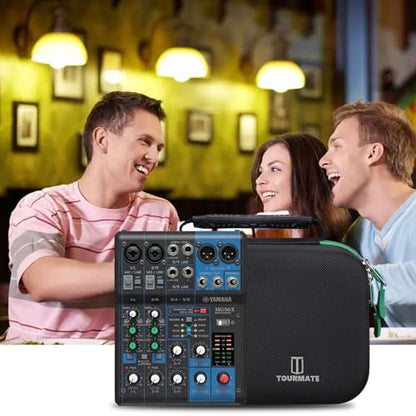 Tourmate Hard Storage Case Compatible for YAMAHA MG06X/MG06 6-Input/AG03/AG03 MK 2/AG06MK 2 Stereo Mixer, Protective Hard Shell Carrying Bag(CASE ONLY) (Black & Green) - color: Green Zipper