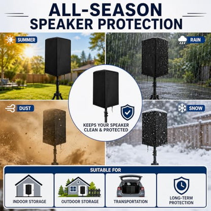 2PCS Speaker Cover for Harbinger VARI V1112 2018-Present, Water Resistant PA Speaker Cover, Heavy Duty Dust Cover with Side Zipper, Outdoor Indoor Storage Cover