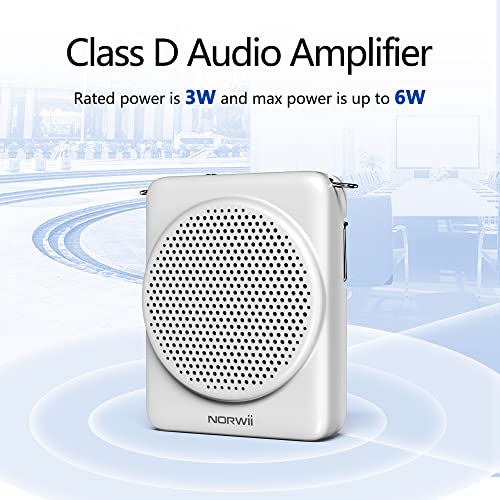 Mini Voice Amplifier with Microphone Headset, Portable Speaker with Mic | Quick Charging Amplifier, Wired Headset Microphone with Speaker for Teachers, Training, Meeting, Tour Guide, Yoga, Classroom - color: White