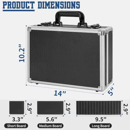 Aluminum Storage Case with Adjustable Dividers, Multi-Function Lockable Storage Carrying Case for Graded Card, Barber Tools, Makeup Tools, etc (Medium) ﻿ - size: L 14'' X W 10' X H 5''