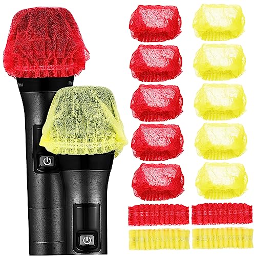 DECHOUS 50-Pack Disposable Non-Woven Microphone Covers Mic Windscreen for Karaoke and Stage Use Sanitary Protection for Handheld Microphones