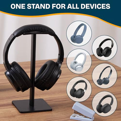 Headphone Stand, U-Shaped Universal Headset Holder, Anti-Slip Base, Black
