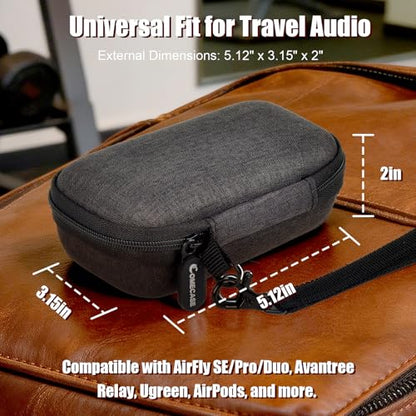 COMECASE Bluetooth Transmitter Case for AirFly SE/Pro 2/Pro/Duo | Hard EVA, Deep Mesh Pocket, Dual Elastic Straps, Fits for Avantree Relay, for 1Mii, Airplane Travel Tech, Case Only, Black - color: Dark Grey