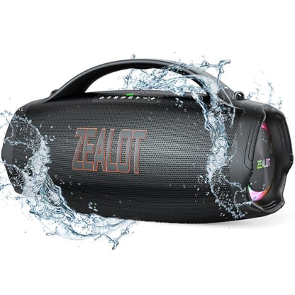 ZEALOT Bluetooth Speaker Loud with Subwoofer, Portable Speaker 160W RMS, bocina Bluetooth, IPX6 Wateproof, HiFi Stereo Sound, 36000mah /EQ/Party Sync/USB/TF/RGB Light, for Home/Outdoor