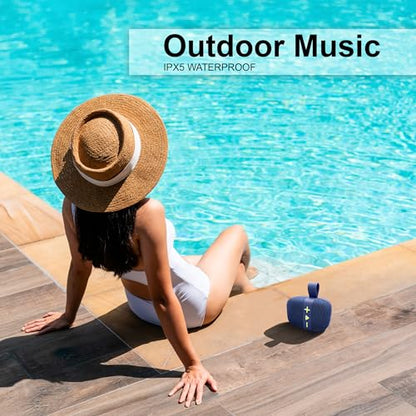 Fisher Portable Bluetooth Speakers, Clip-On Speakers Bluetooth Wireless | IPX5 Waterproof Speaker,10W Peak Power Bluetooth Speaker Stereo HD Sound, BT 5.3, FM Radio, for Pool, Beach, Use Anywhere - color: Navy Blue