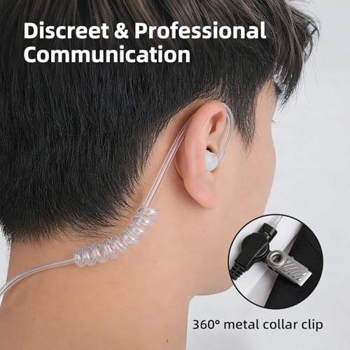 2-Pack Acoustic Tube Earpiece Compatible with Baofeng UV-5R UV-32 | K-type 2-pin headset with mic and PTT; compatible with UV-82, BF-888S, BF-F8HP, H-777 and select Kenwood radios; bonus tube