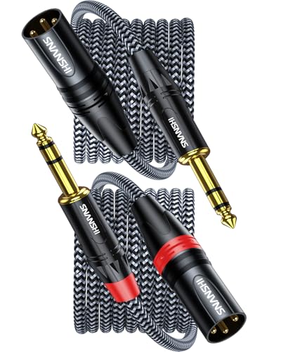 SNANSHI 2-Pack XLR to 1/4 Cable 25ft - Balanced 6.35mm TRS to XLR Male 22 AWG Studio Monitor Cable for Audio Interface, Mixer, Powered Speaker (Not for Microphone) - size: 25ft