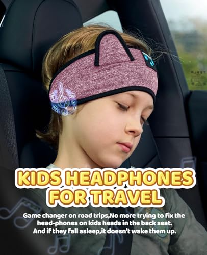 Kids Headphones, Bluetooth Headband Earphones for Children,Baby,Toddlers.Kids Headband Headphones for Home,Plane & Car Travel Accessories with Wired Playback 3.5 MM Jack, Wireless & Wired Palyback - color: CrystalPurple
