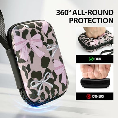 【Woyinger】 Printed EVA Hard Earbud Case Travel Organizer, Carrying Pouch for Wired & Wireless Earphones, Charging Cables, USB Flash Drives, Electronics Accessories Bag, Leopard Print - color: A1-Leopard Print