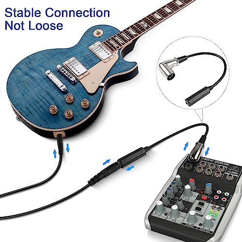 QIANRENON 90° Angle XLR to 6.35mm Balanced Cable 3 Pin XLR Right Angle Male to TRS 1/4 6.35mm Stereo Jack Headphone Cable, for Mixer Microphone Amplifier, 30cm/11.8in