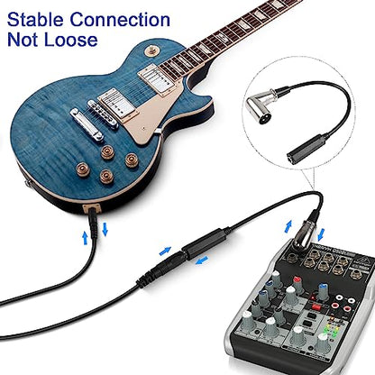QIANRENON 90° Angle XLR to 6.35mm Balanced Cable 3 Pin XLR Right Angle Male to TRS 1/4 6.35mm Stereo Jack Headphone Cable, for Mixer Microphone Amplifier, 30cm/11.8in