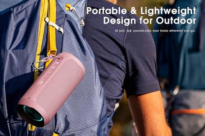 EDUPLINK Bluetooth Speaker IPX7 Waterproof Wireless, Pink - color: Pink Waterproof Speaker
