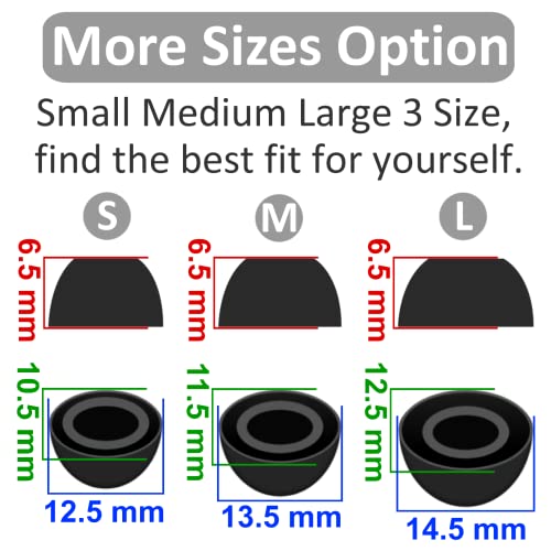6 Pairs Eartips Compatible with Pixel Buds Pro Ear Tips Buds, Replacement Silicone Rubber Earbuds Gel Earplug Wing Fit in Case Accessories Compatible with Google Pixel Buds Pro - S/M/L Black - color: black