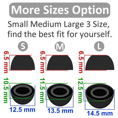 6 Pairs Eartips Compatible with Pixel Buds Pro Ear Tips Buds, Replacement Silicone Rubber Earbuds Gel Earplug Wing Fit in Case Accessories Compatible with Google Pixel Buds Pro - S/M/L Black - color: black