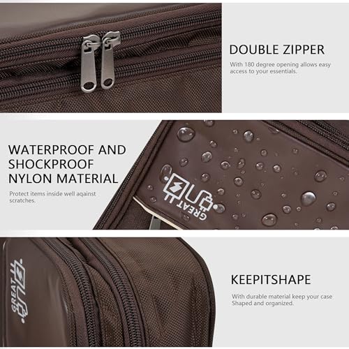 Electronics Accessories Organizer Bag, Waterproof Double LayerTravel Cable Organizer Case for Cords, Charger, Power Bank,Hard Drive, Mouse -Shockproof Tech Storage Pouch (Classic-two layers-Brown) - style: Classic-two Layers-brown