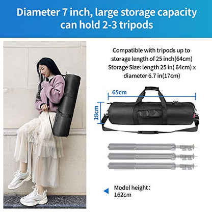 HEMMOTOP Tripod Bag All-Around Thick Padded Case Portable 25.6x7 in R06518 | Heavy Duty, Nylon, Hand-Held and Shoulder-Back, 2 Zippered Pockets, for Carrying Speaker Stand, Mic Stand, Telescope - size: 25.6" L x 7" D