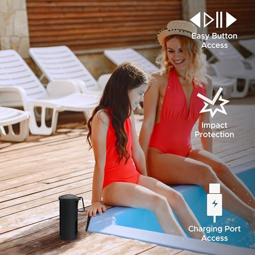 Heavy Duty Protective Carrying Case for Sonos Roam 2 | Black | Compatible with Sonos Roam, Roam 2 & Roam SL | Includes Bluetooth Button | Protect Your Wireless Speaker | Cover / Sleeve - color: Black