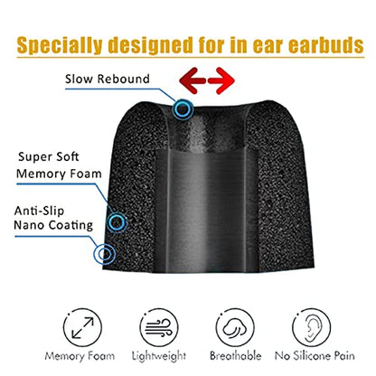 Universal Ear Fins Ear Hooks, Memory Foam Earbuds Tips, Silicone Ear Tips | 3 Pairs Each L/M/S ( Foam Tips+Silicone Tips+ Hooks ), 2 Cord Clips - size: Fins-LMS