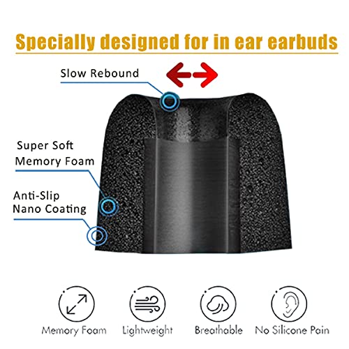 Memory Foam Tips Universal Replacement Ear Tips for 4mm-5.5mm Storage Box | 3 Pairs LMS Noise Isolating, Secure Fit Anti-Slip Earbuds Tips for In-Ear Earphones - size: 4.0-LMS