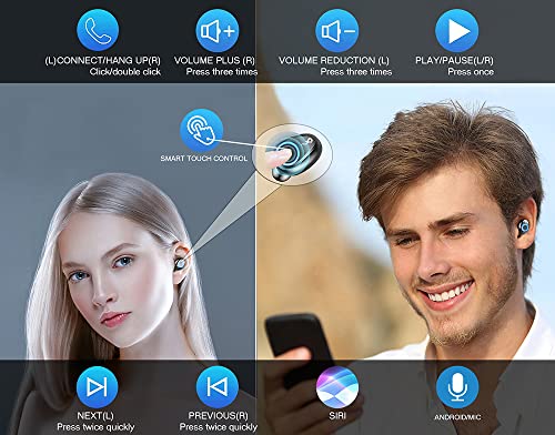 Wireless V5.3 Bluetooth Earbuds Compatible with Samsung Galaxy A32 5G Updated Micro Thin Case Quad Mic 8D Bass IPX7 Waterproof/Sweatproof - color: Black Mini
