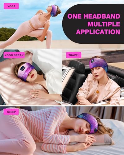 LC-dolida Sleep Headphones Bluetooth 5.4, Headband Headphones Earphones Wireless, Sleep Mask for Gifts,Workout,Jogging,Yoga(Purple) - color: Purple