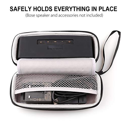 LotFancy Hard Case Fits for Bose SoundLink Mini/Mini 2 Bluetooth Speaker with Soft Silicone Cover Mesh Pocket for Accessories, Black