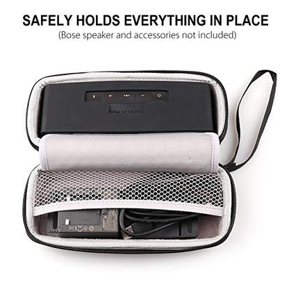 LotFancy Hard Case Fits for Bose SoundLink Mini/Mini 2 Bluetooth Speaker with Soft Silicone Cover Mesh Pocket for Accessories, Black