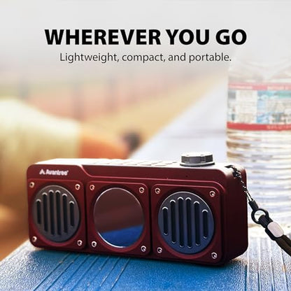 Avantree BoomByte - Portable FM Radio & Bluetooth Speaker with Stereo Sound | Long Rechargeable Playtime, Micro SD Card & USB Audio Input, MP3 Player, Metal Finish, Easy to Use, Red - color: Red