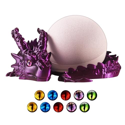 Dragon Holder for Echo Dot 4th/5th Gen, 3D Printed Echo Dot Cover, 5 Color Eye Sets, Originally Designed Echo Dot Stand, Unique Echo Dot Case (Black Purple) - color: Black Purple