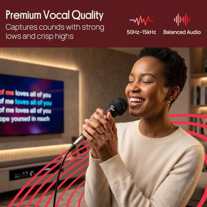 Pyle Dynamic Microphone | Cardioid Wired Karaoke Mic with 15ft Cable - color: Classic Black